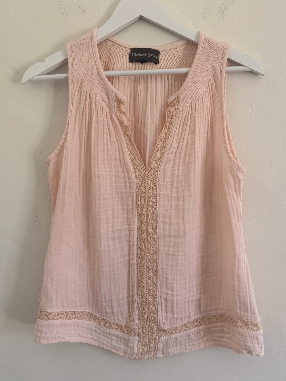 Michael Stars Pale Blush Lace-Trim Tank